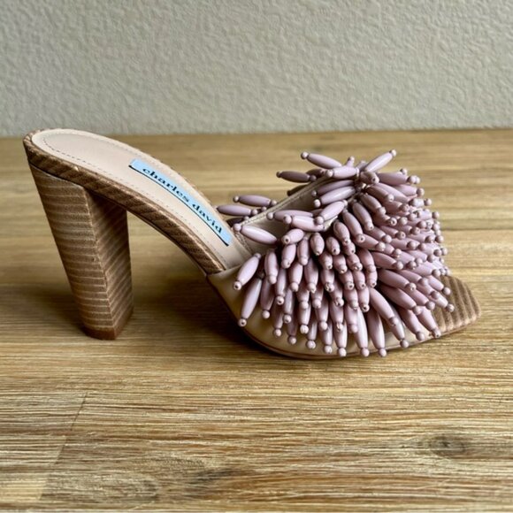 Charles David HOTTIE SANDAL size 9 beaded block heel slide - Picture 4 of 13